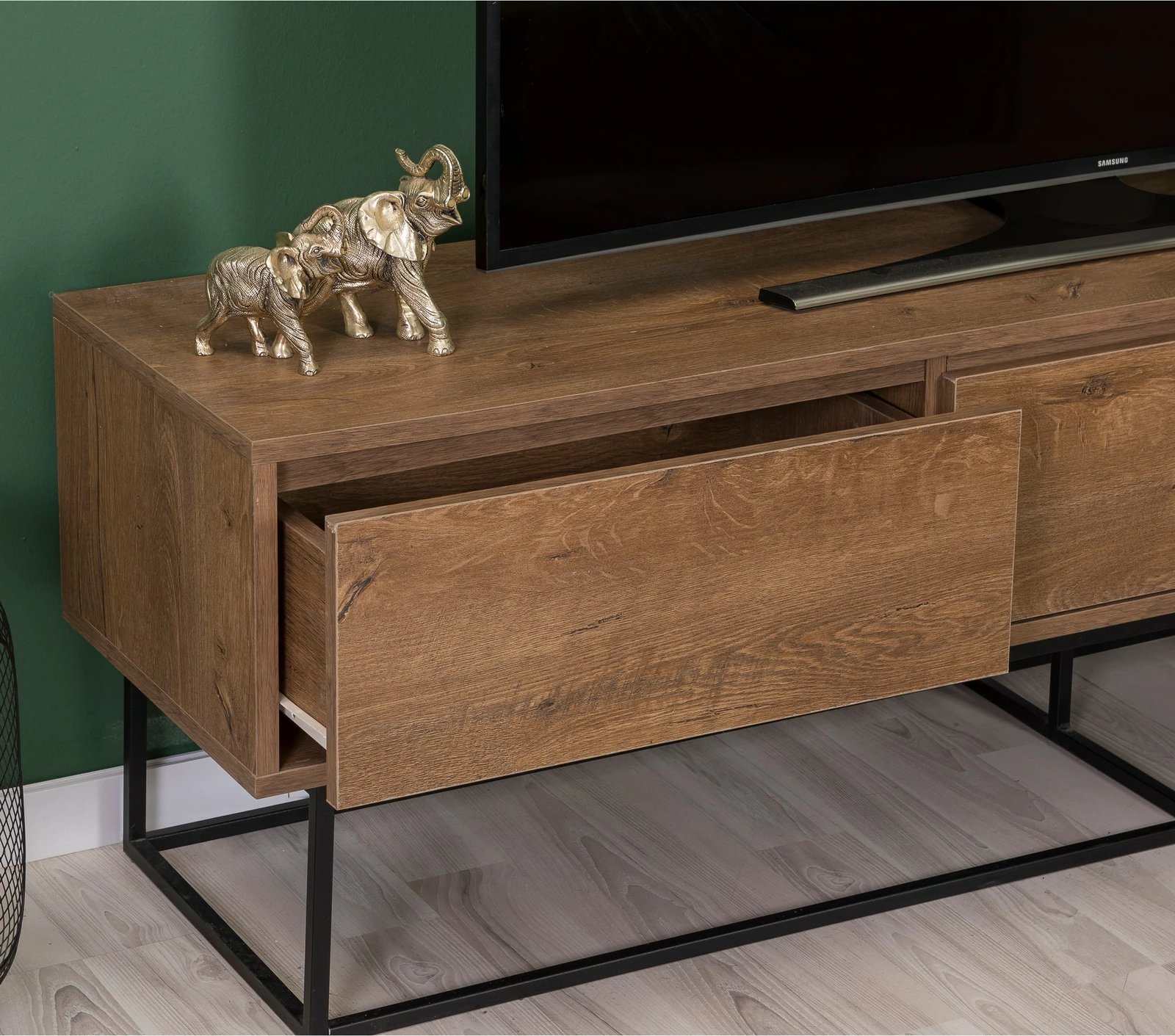 Set mobiljesh për dhomë dite, ngjyrë arre dhe e zezë, Laxus Takım 22, Skye Decor