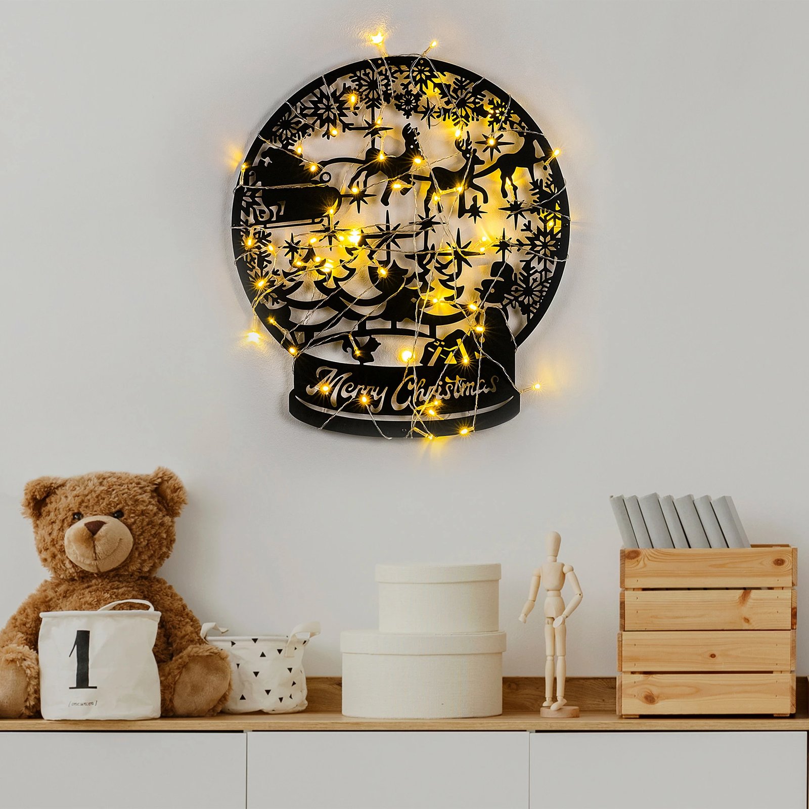 Aksesor dekorativ metalik për mur, Wallity, XMASBLACK - 025