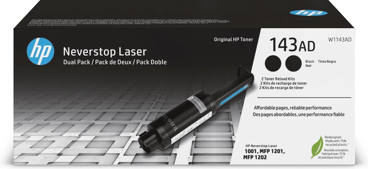 Toner HP W1143AD Neverstop Laser, i zi, paketë dyshe