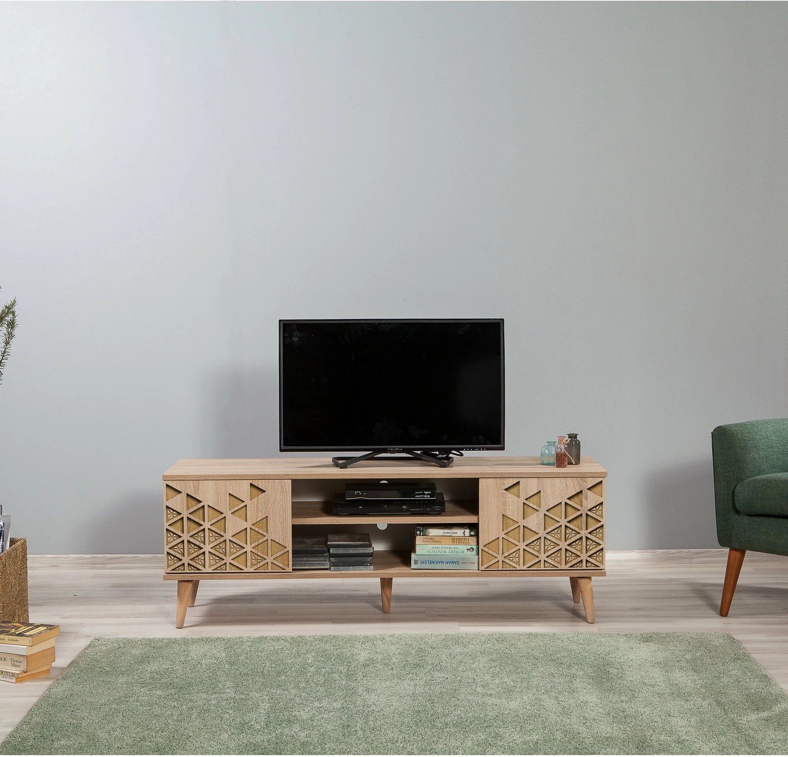 Komodë TV Truva, ngjyrë lisi sonoma, 140x50x40cm