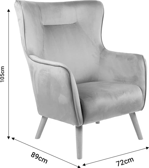 Karrige e rehatshme, pëlhurë kadife, ngjyrë molle të kalbur, këmbë natyrale, 72x89x105cm