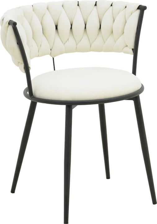 Set 2 ulëse Alkia I, stof ecru, këmbë metalike të zeza, 57x58.5x72cm