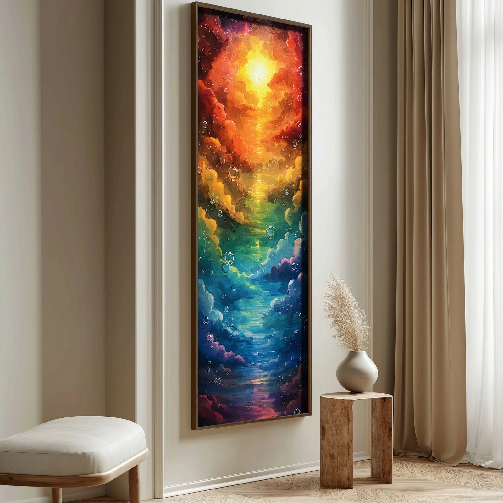 Pikturë dekorative me kornizë MDF, shumëngjyrëshe, Wallity LONG029-S/120-40, 40x120cm