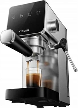 Aparat kafeje espresso Xiaomi 62204, gjysmë-automatik, me bluarës dhe shkumues qumështi, 0.9L, Argjend