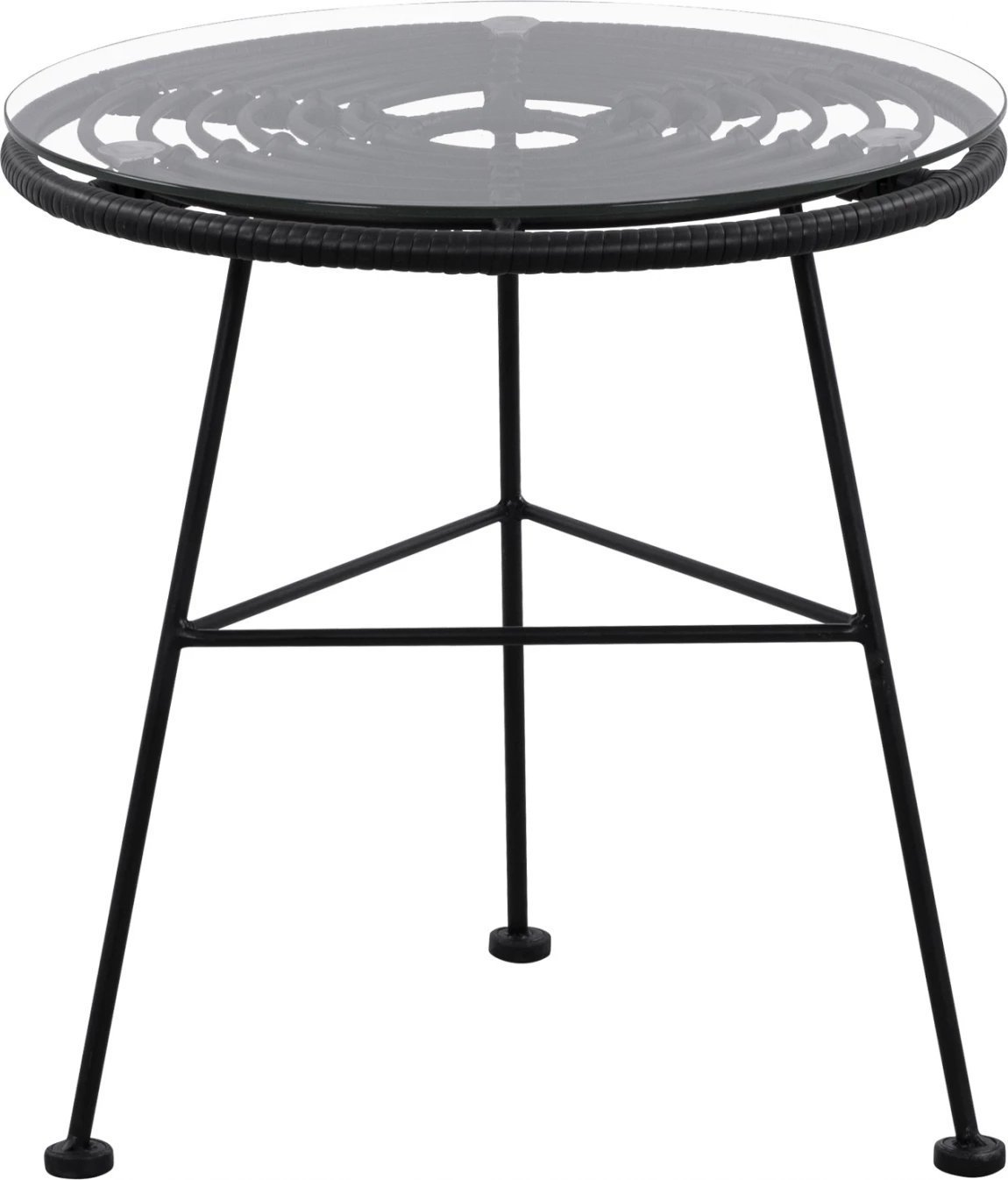 Tavolinë metalike Allegra me thurje, ngjyrë e zezë dhe xham, FH5459.02, 45x46cm