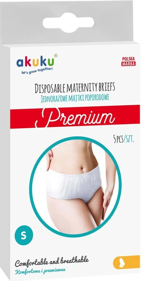 Mbathje pas lindjes njëpërdorimëshe Akuku Premium madhësi S, e bardhë, set 5 copë