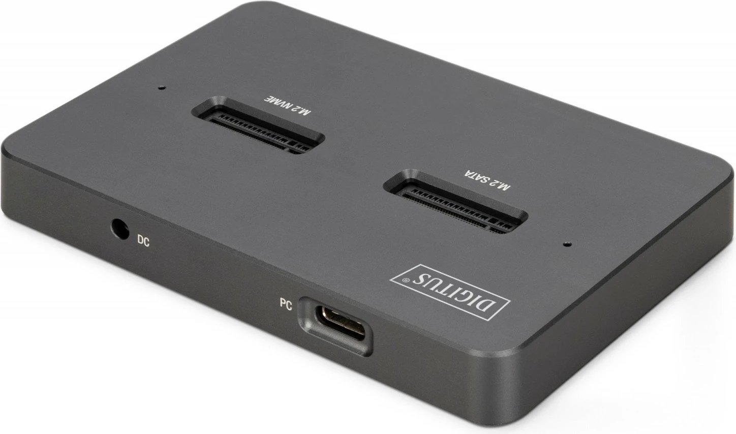 Dok USB-C 3.2 Gen2, Digitus DA-71546-1, për M.2 NVMe & SATA (2 slote, deri 2x 4 TB) me lexues SD-Express 7.1 (deri 2 TB), e zezë