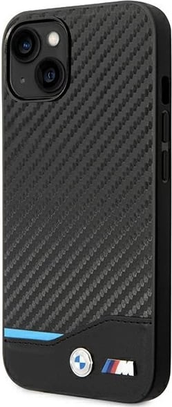 Mbështjellës BMW BMHCP14M22NBCK për iPhone 14 Plus 6.7", lëkurë karbon, zi