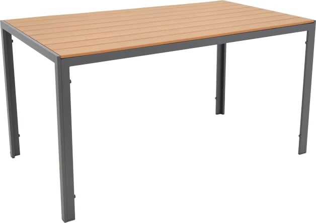 Tavolinë Nares alumini anthracite-plywood natyrale 140x80x72.5cm