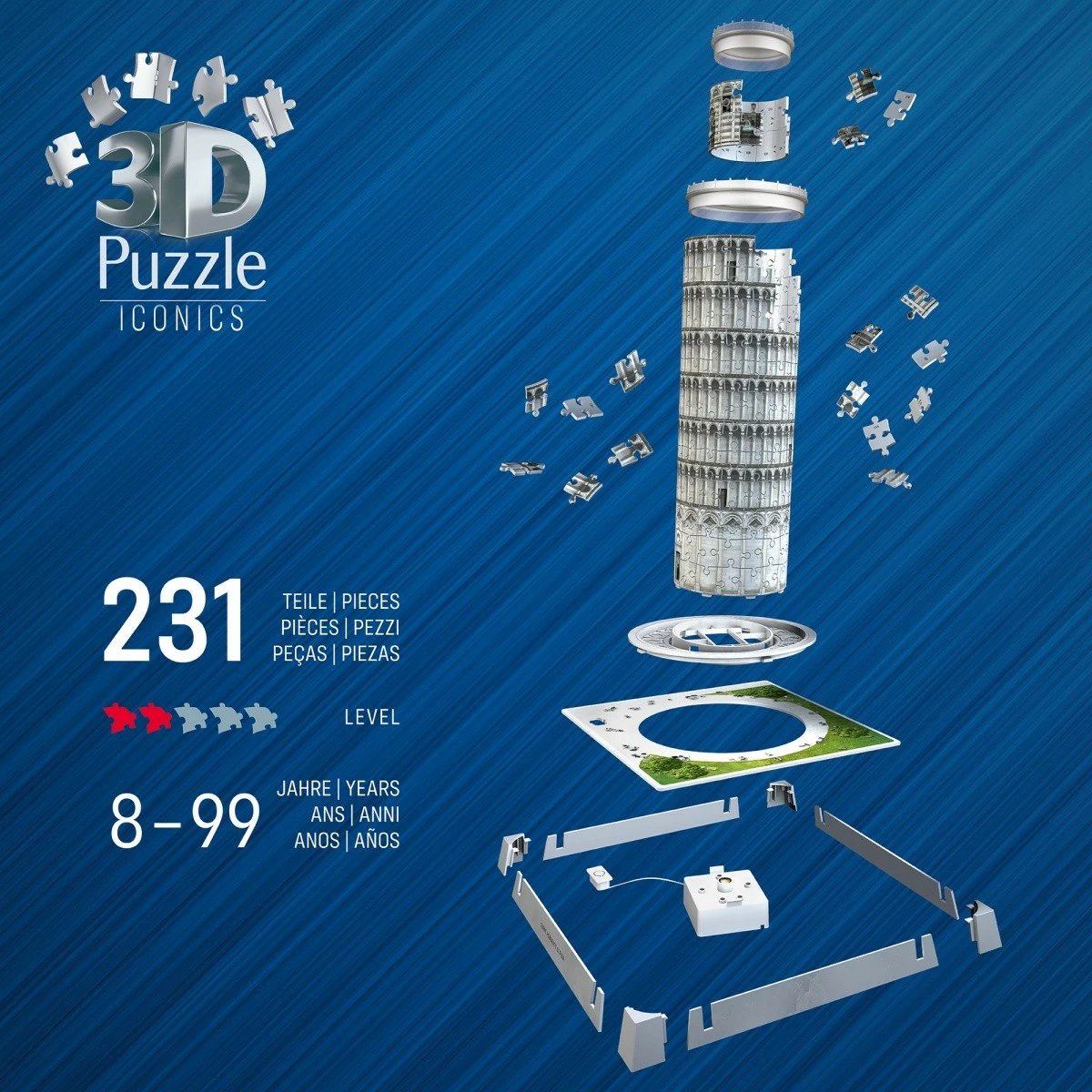 Puzzle 3D Ravensburger Leaning Tower of Pisa, 231 pjesë, plastikë