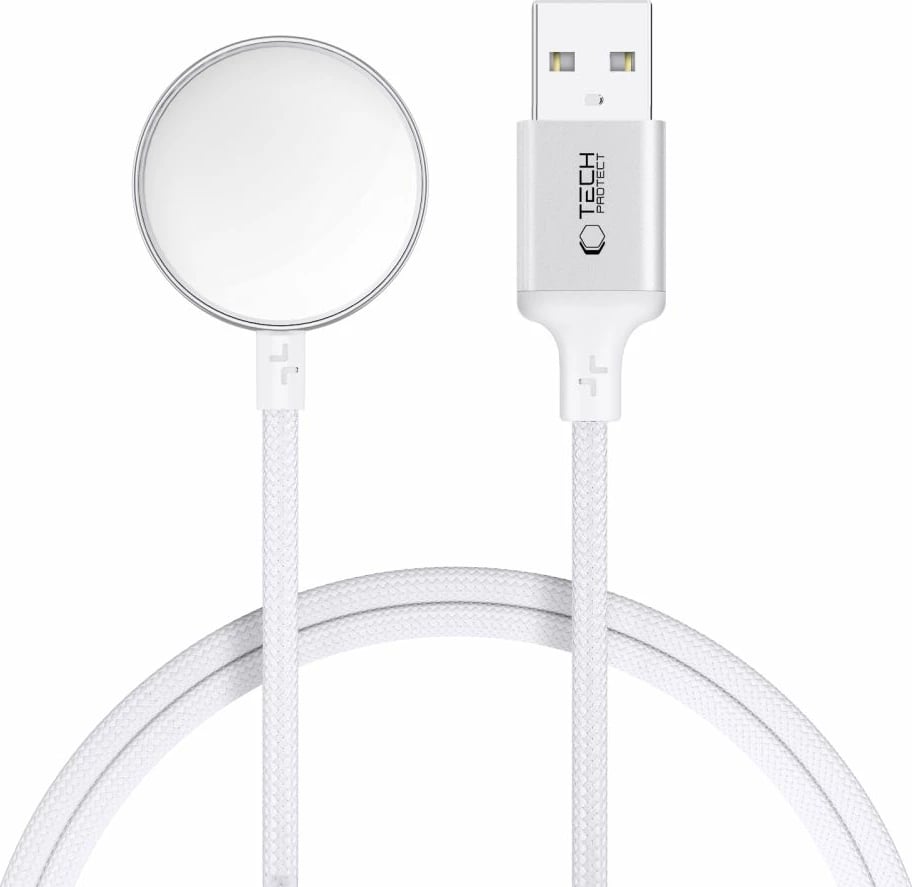 Karikues induktiv Tech-Protect UltraBoost USB-A për Apple Watch, 1m, Bardhë