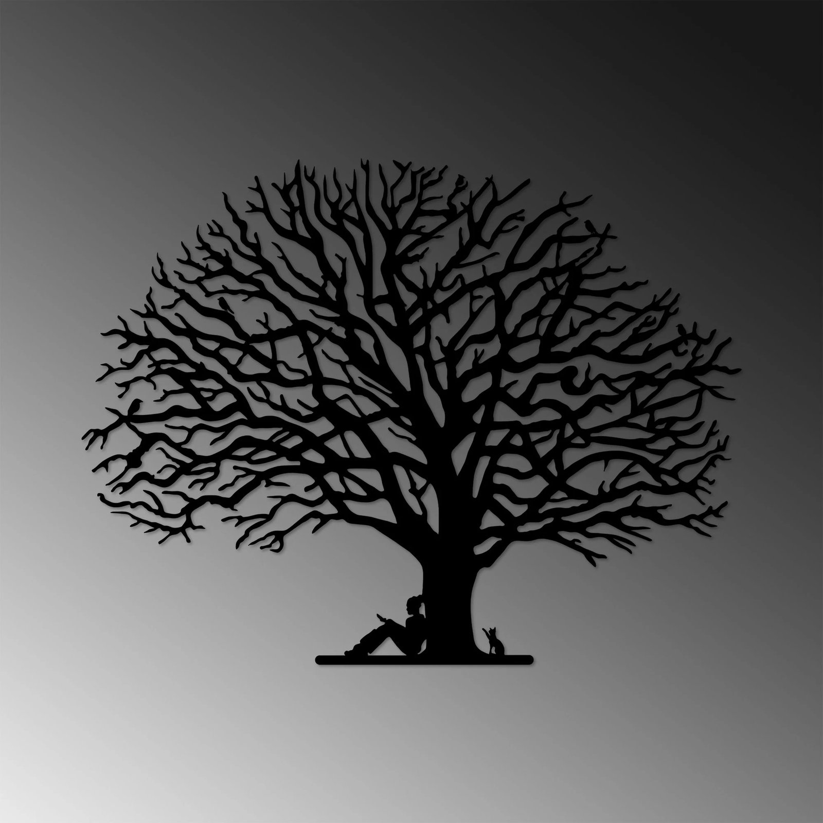 Aksesor dekorativ metalik për mur, Monumental Tree 15, ngjyrë e zezë, 74x57cm