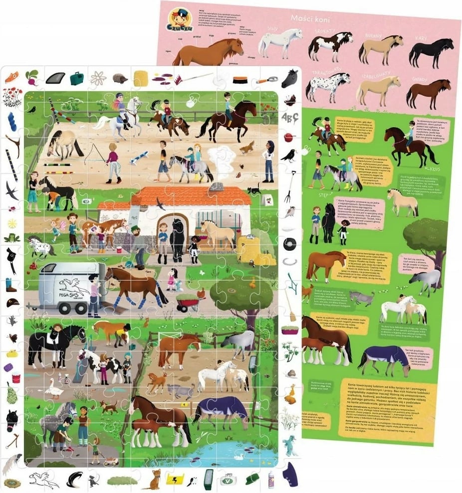 Puzzle edukativ CzuCzu 1255, 84 pjesë, fermë kuajsh, për fëmijë 5+