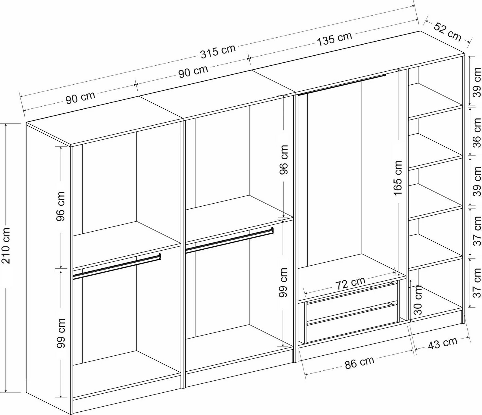 Dollap i madh, ngjyrë antracit, Skye Decor, 5068