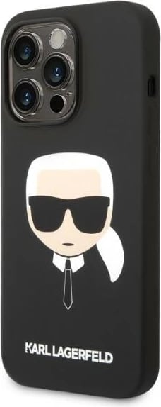 Mbështjellës Karl Lagerfeld KLHMP14LSLKHBK për iPhone 14 Pro 6.1", silikon, MagSafe, zi