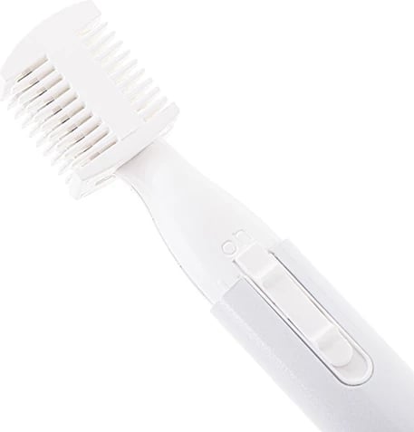 Trimer për vetulla, Adler AD 2934, teh çelik inox, krehër udhëzues dyanshëm 3.5mm/1.5mm, 1x AAA, strehë alumini, e bardhë perlë