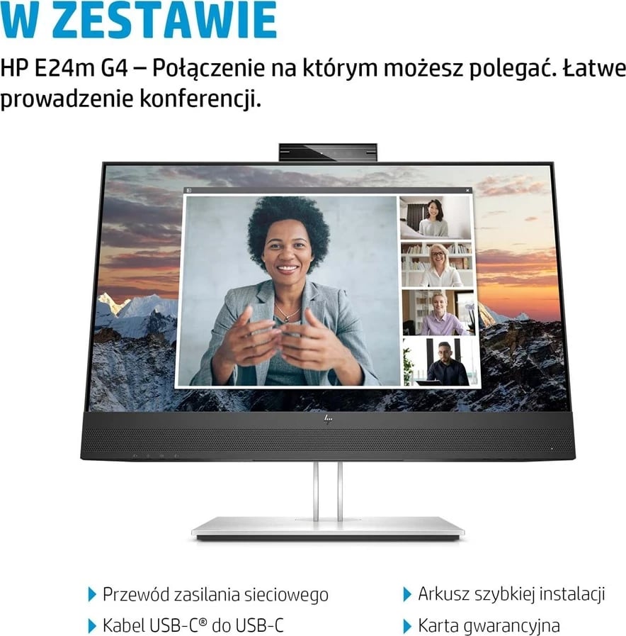 Monitor HP E24m G4 FHD USB-C për konferenca, 23.8", Argjendtë