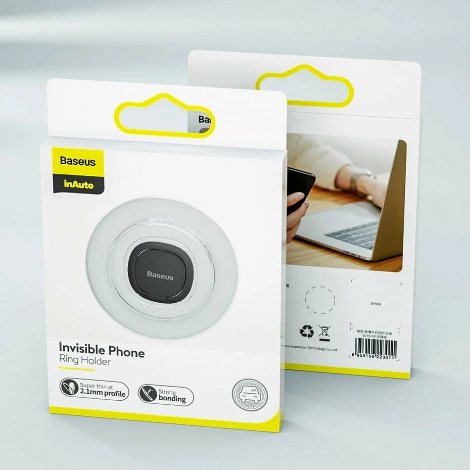 Mbështjellës unazë Baseus SUYB-0A për celular, ultra i hollë, vetë-ngjitës, Gri