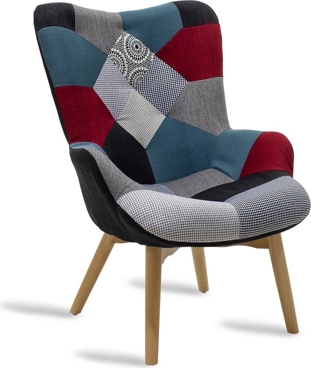 Fotel Kido dizajn retro, patchwork shumëngjyrësh
