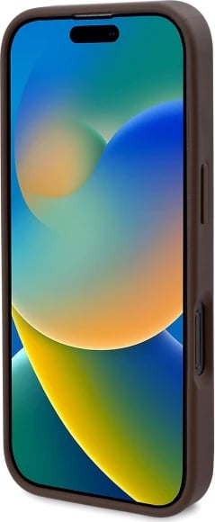 Mbështjellës Guess GUHMP16LP4ROPEMCW për iPhone 16 Pro 6.3", hardcase, MagSafe, kafe