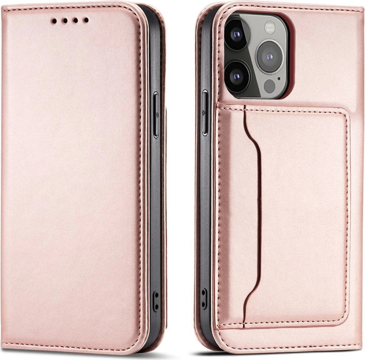 Mbështjellës Hurtel Magnet Card Case për Samsung Galaxy S23+, flip cover, portofol, rozë