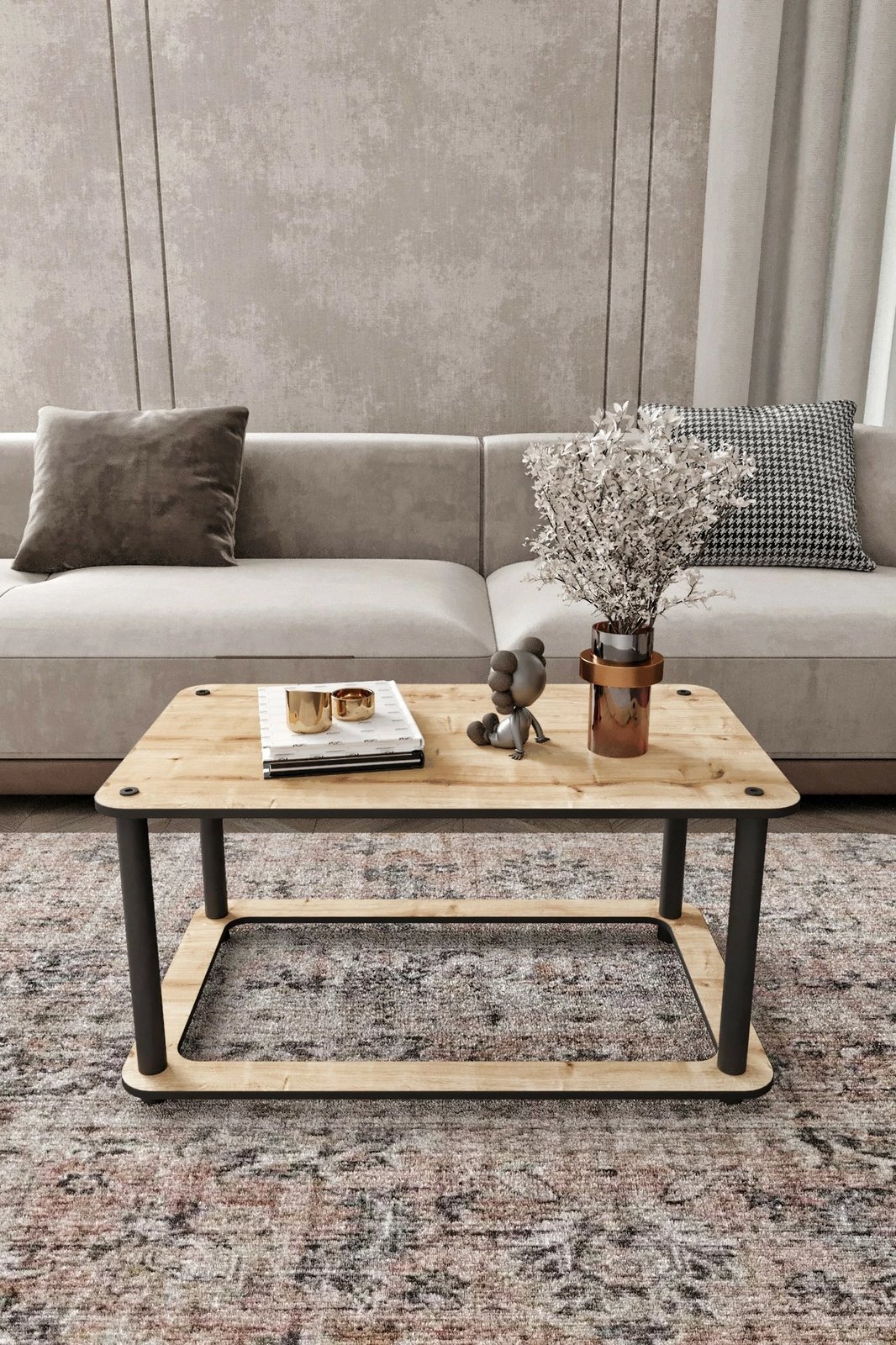 Tavolinë kafeje, ngjyrë lisi, Skye Decor, Hole Rect