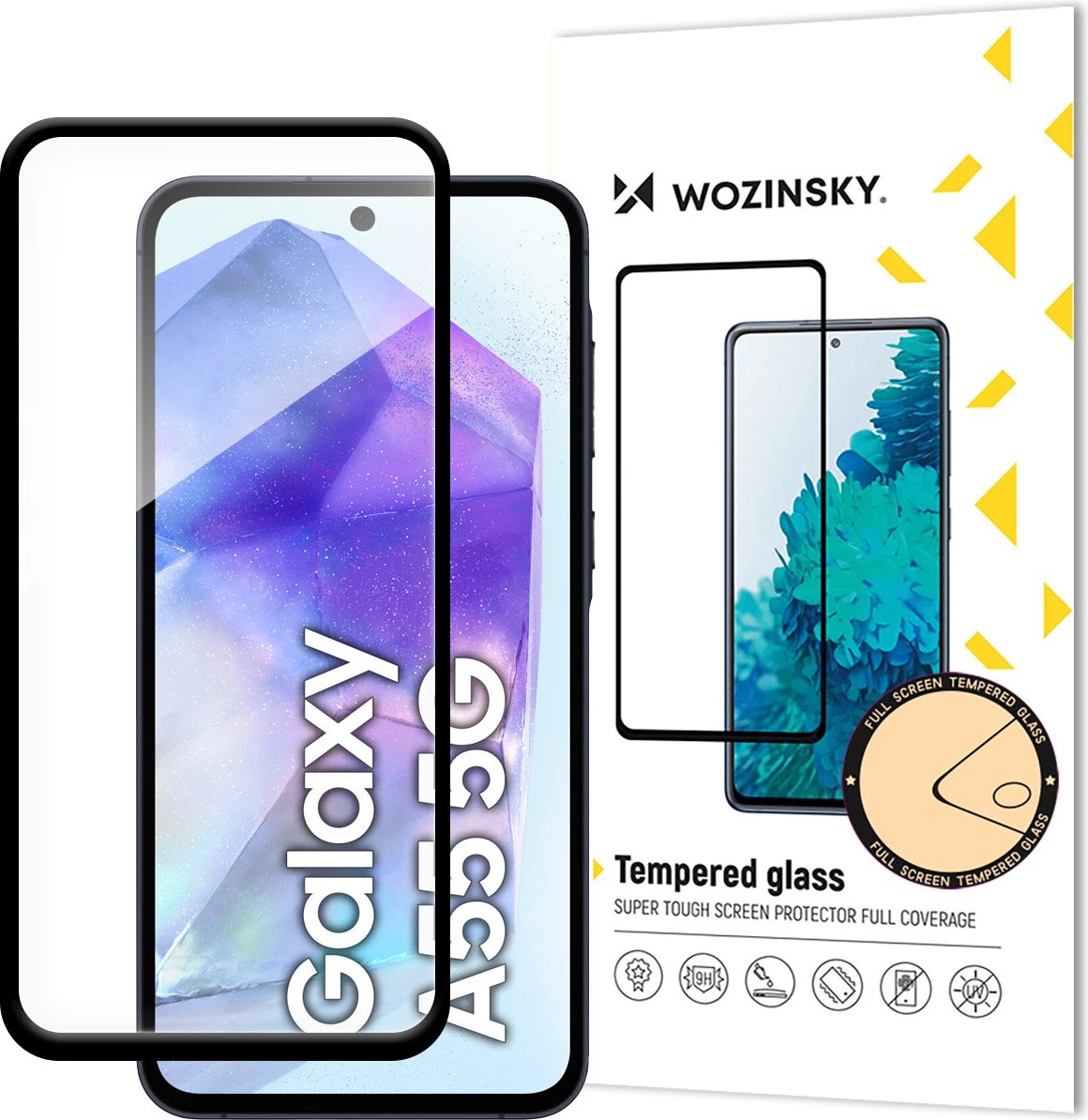 Xham i temperuar Wozinsky Full Glue për Samsung Galaxy S25+, me kornizë të zezë