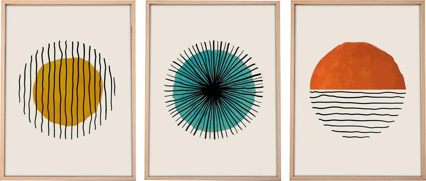 Pikturë dekorative me kornizë MDF (3 copa), Wallity, Huhu12, 70x50