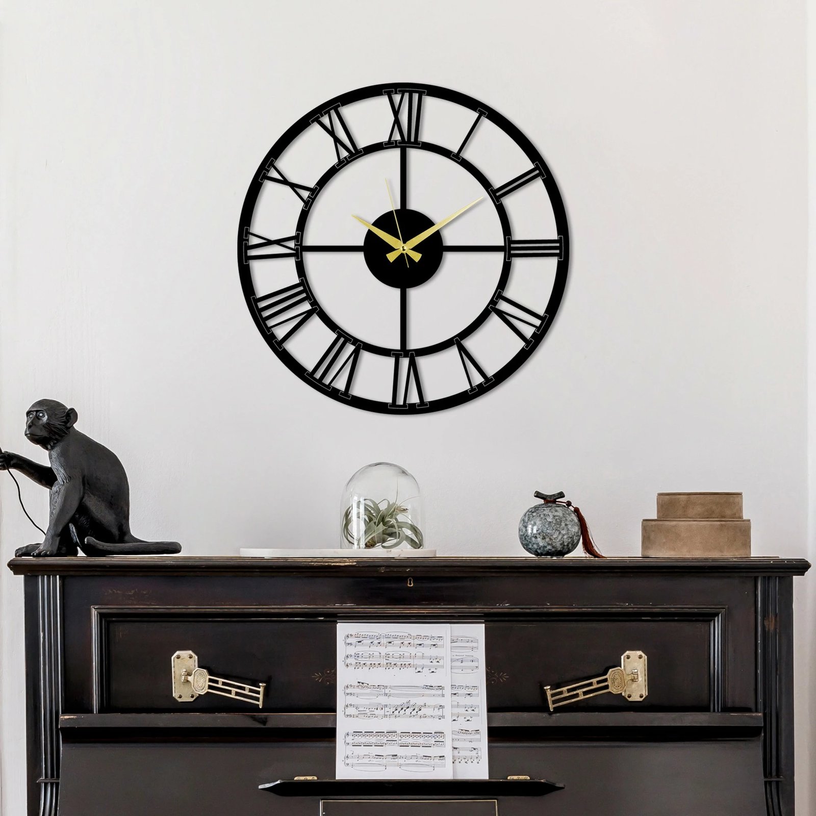 Orë muri dekorative metalike, Wallity, Pari, ngjyrë e zezë