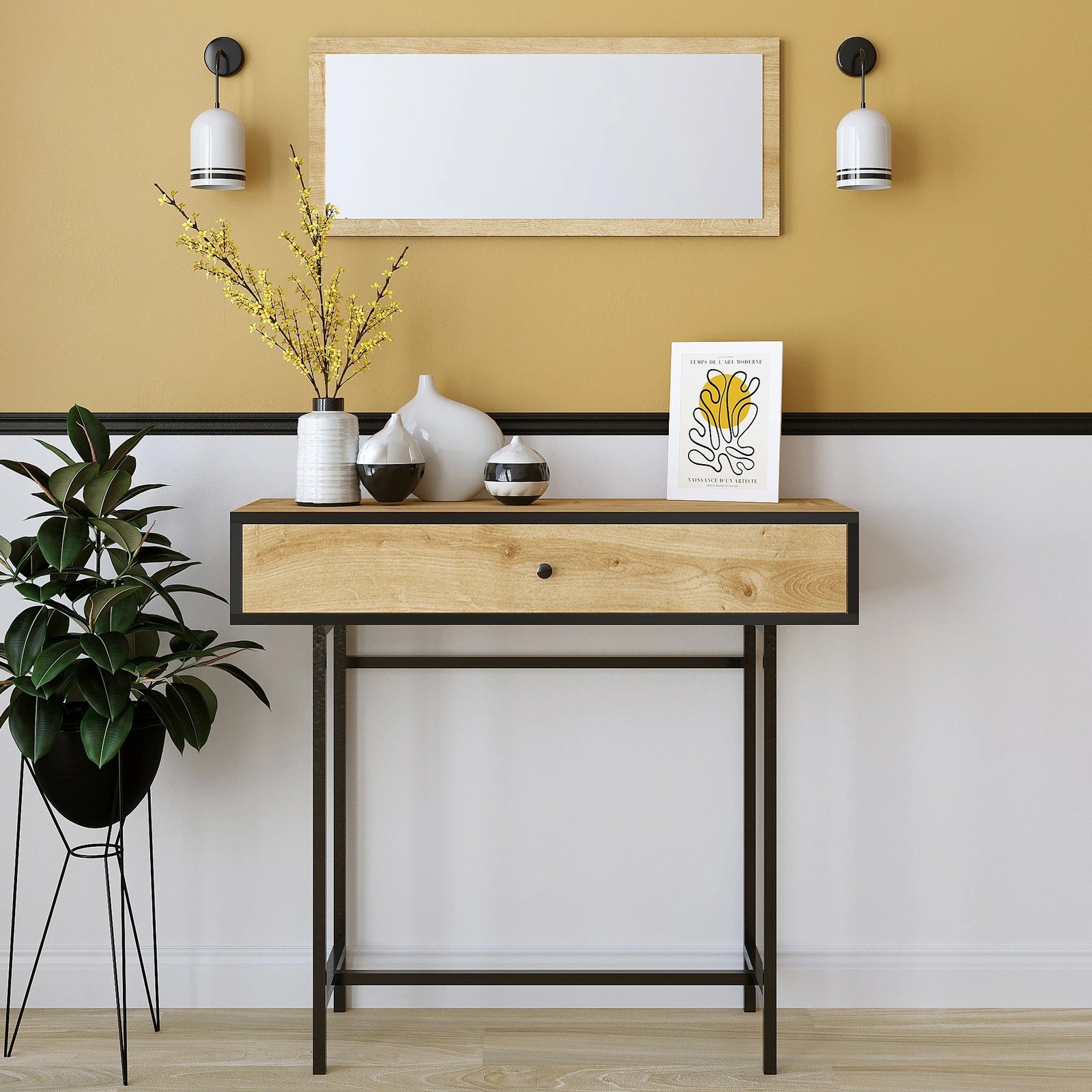 Komodë Hanah Home, Pera - lisi safir, e zezë