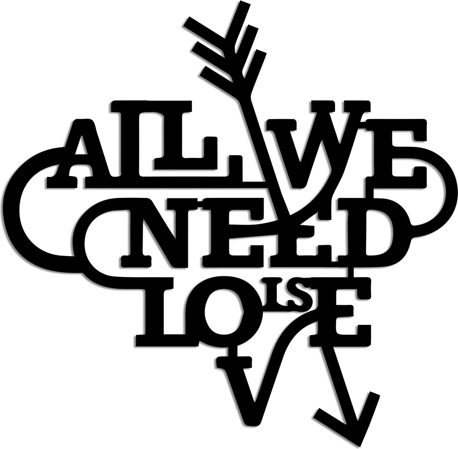 Aksesor dekorativ metalik për mur, Wallity, Need is Love, ngjyrë e zezë