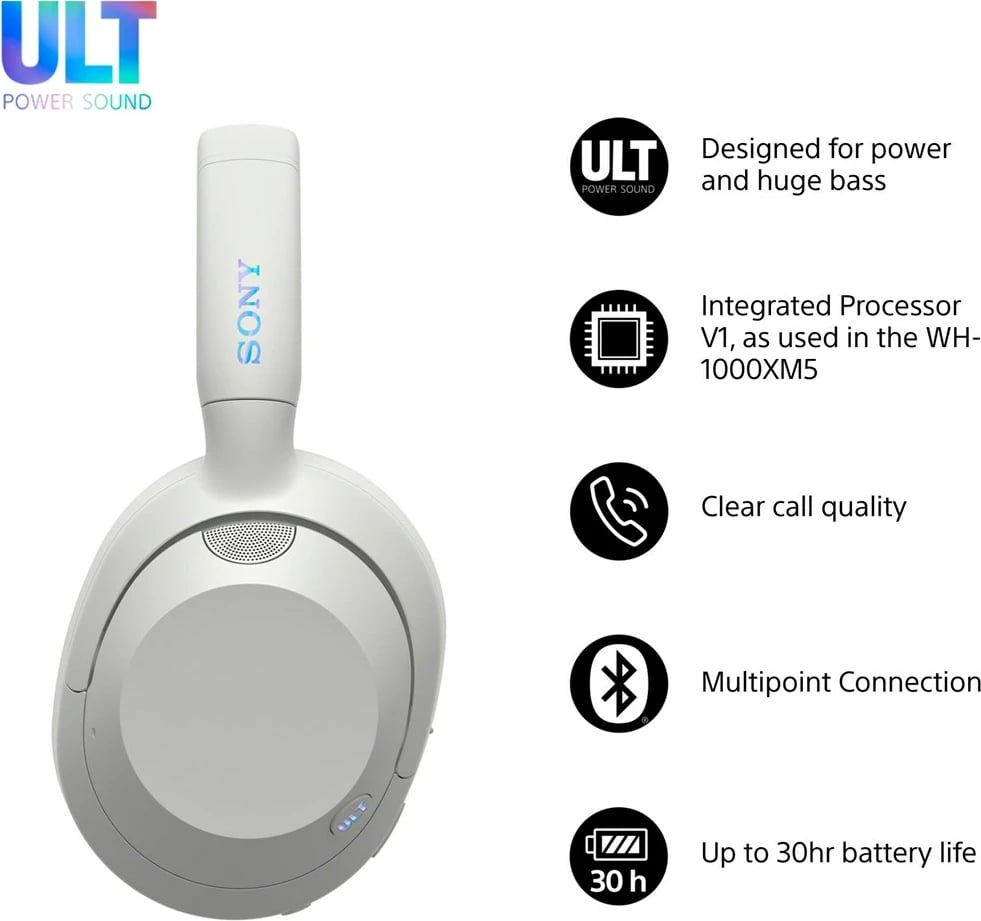 Kufje Sony ULT WEAR WHULT900NW, pa tela, Noise Cancelling, të bardha