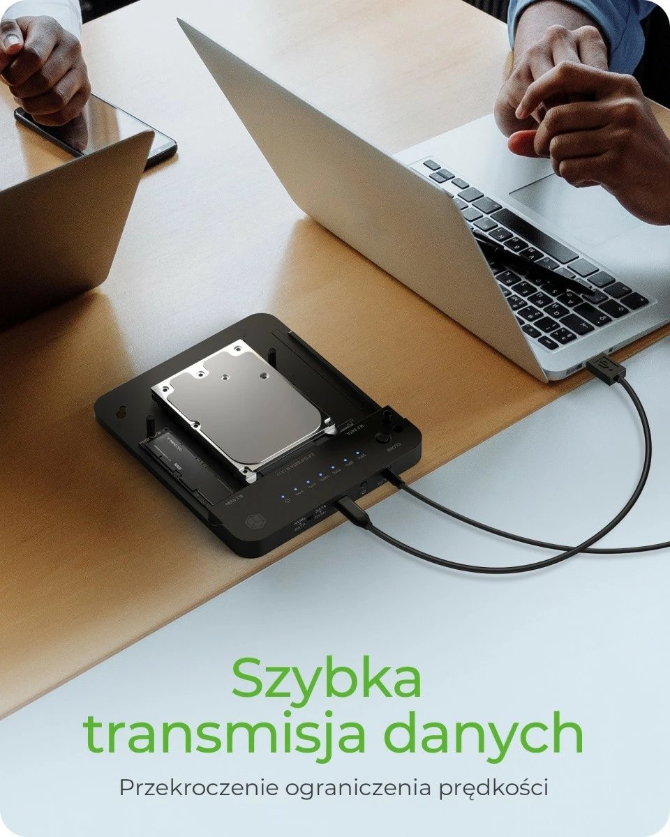 Stacion docking dhe klonimi IcyBox IB-2915MSCL-C31 për SSD/HDD M.2 NVMe, SATA 2.5''/3.5'', i zi