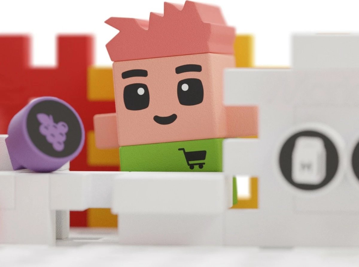Set lodrash ndërtimi Marioinex Mini Waffle City Shop, 148 pjesë, shumëngjyrëshe