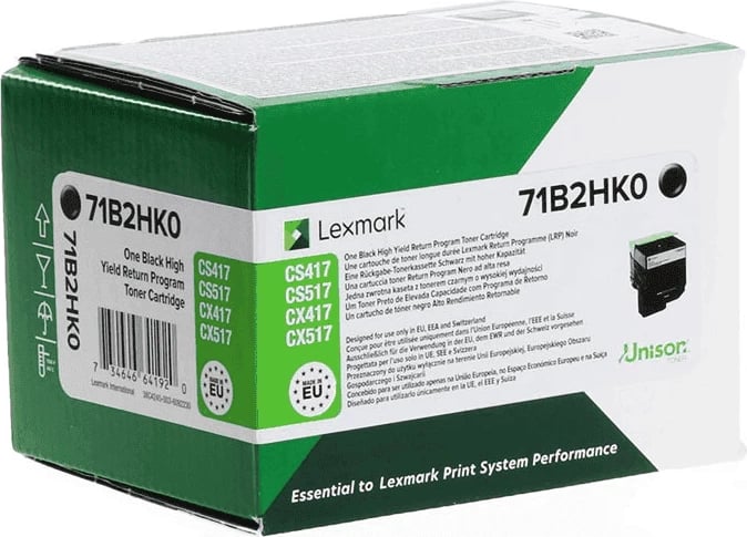 Toner Lexmark 71B2HK0 rendiment i lartë 6000 faqe, i zi