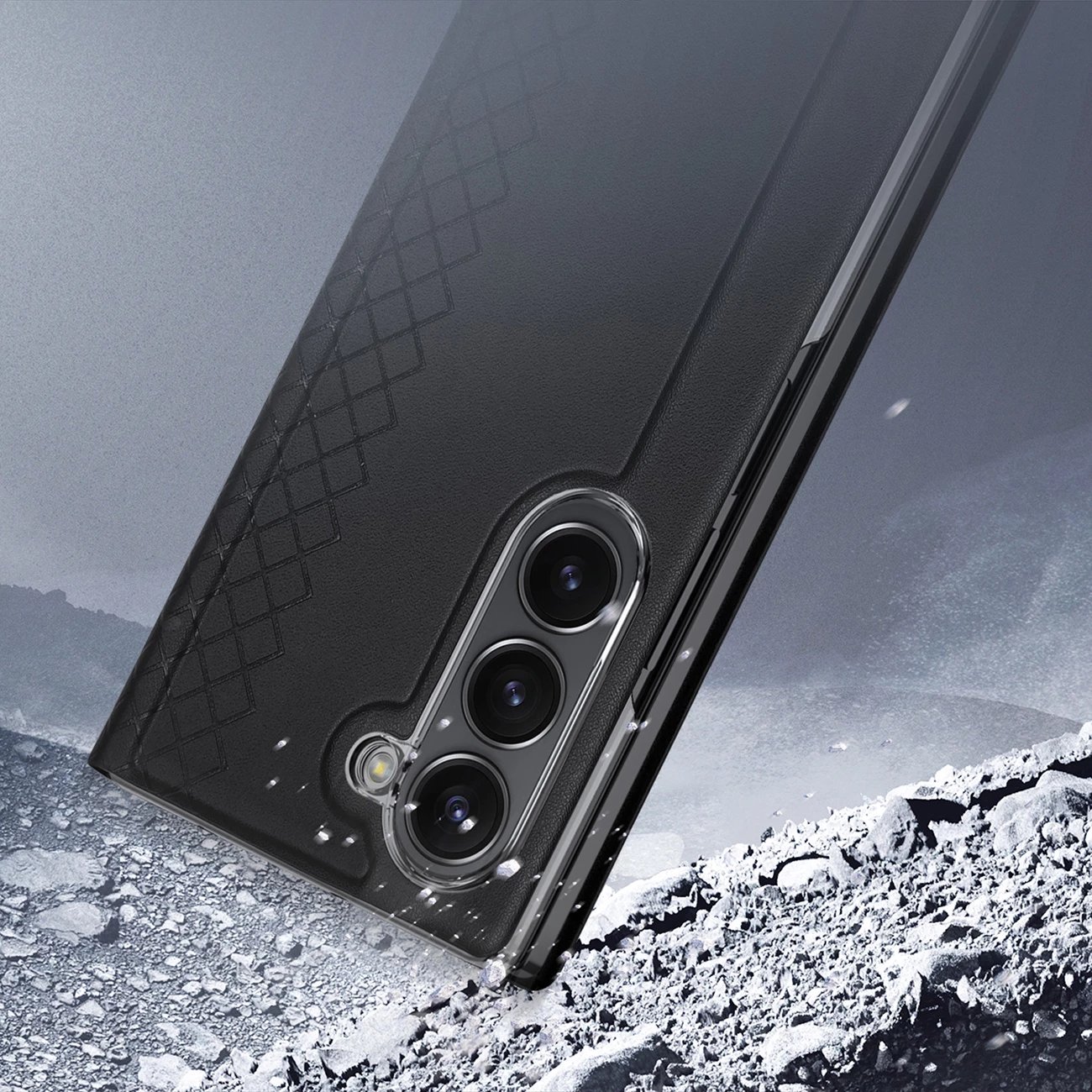 Mbështjellës Dux Ducis Brill për Samsung Galaxy Z Fold 6, me kapëse magnetike, xhep për kartë, eko-lëkurë, i zi