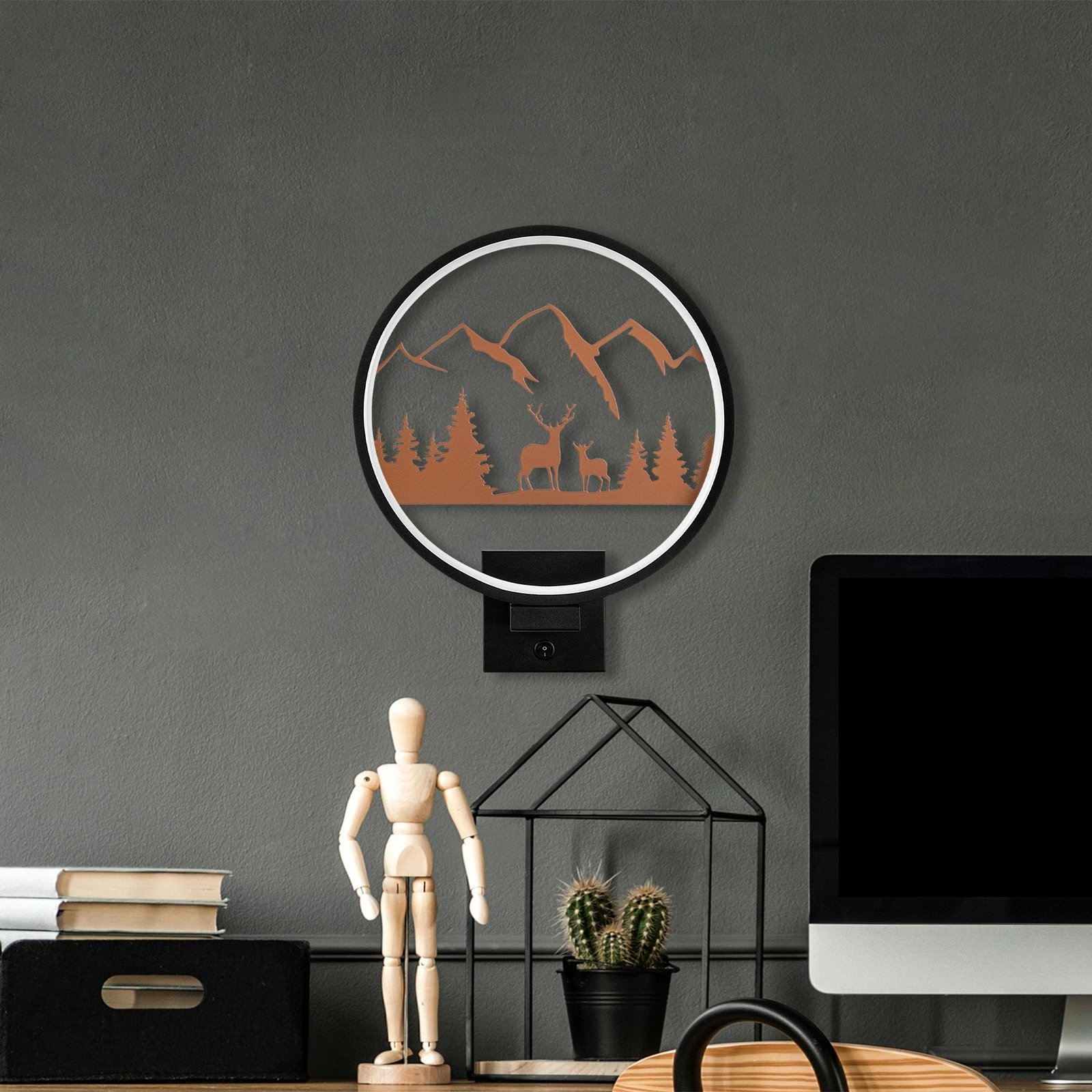 Llambë muri Opviq, XMAS17, ngjyrë e zezë dhe bakri