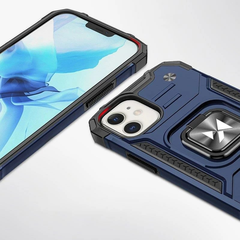 Mbështjellës Wozinsky Ring Armor për iPhone 14, me unazë dhe qëndrim, kaltër