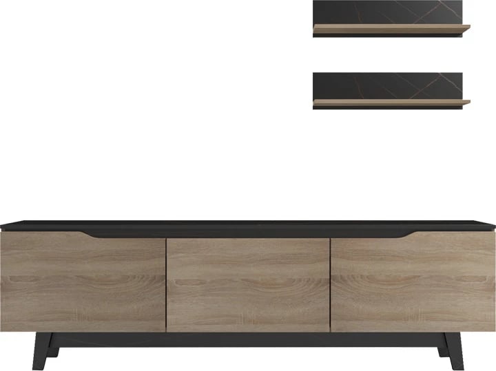 Set Kasia për dhomë dite, ngjyrë mermeri të zi-sonoma, 180x35x48.5cm