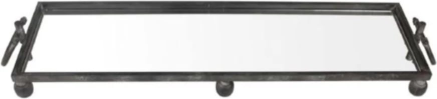 Tabaka dekorative Lorry, metal i zi, pasqyrë, 120x31x11cm Tabaka dekorative Lorry, metal i zi, pasqyrë, 120x31x11cm