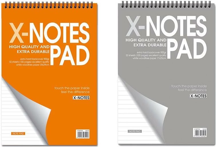 Bllok shënimesh spiral NEXT x-notes 21x29cm 70 fletë, Ngjyrë Portokalli ose Argjendi