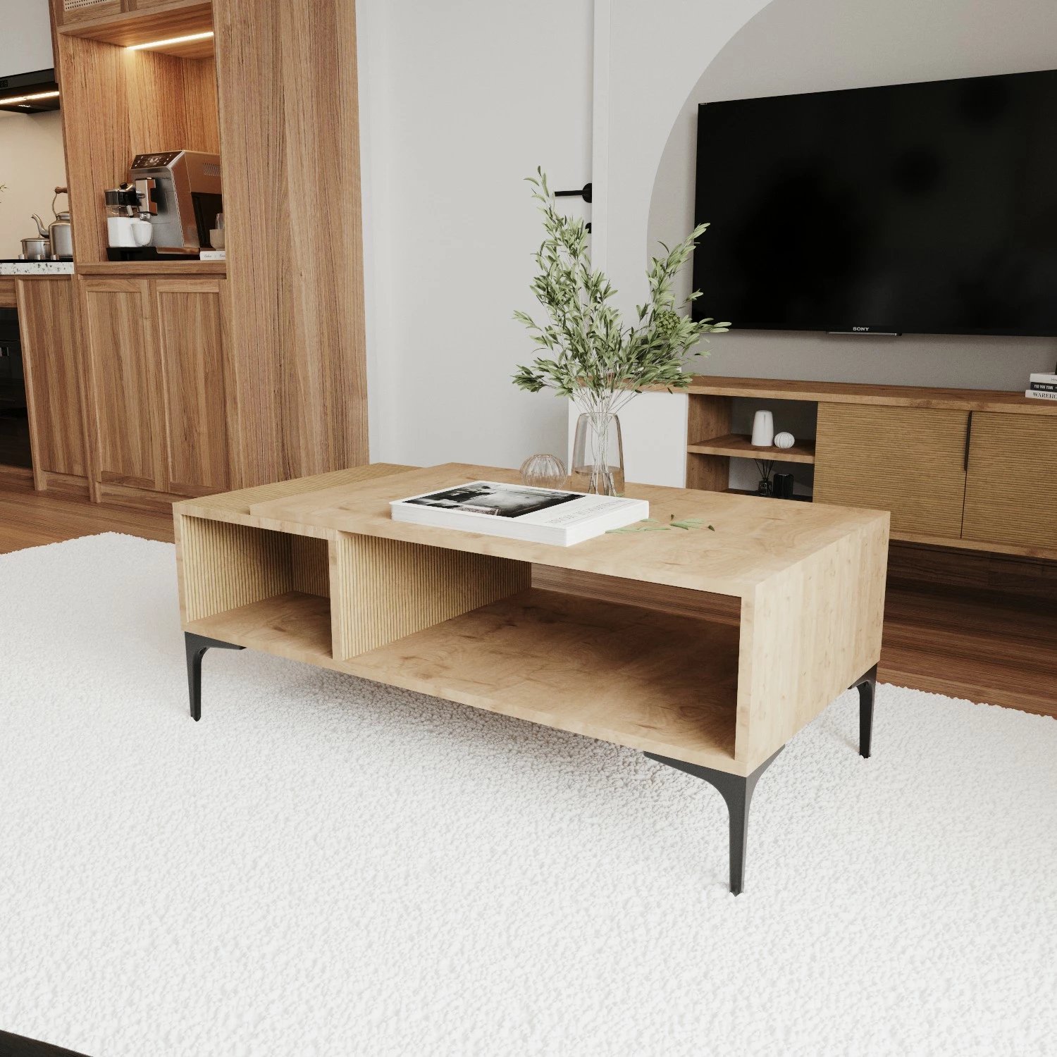 Tavolinë kafeje Hanah Home, Tarz, ngjyrë lisi