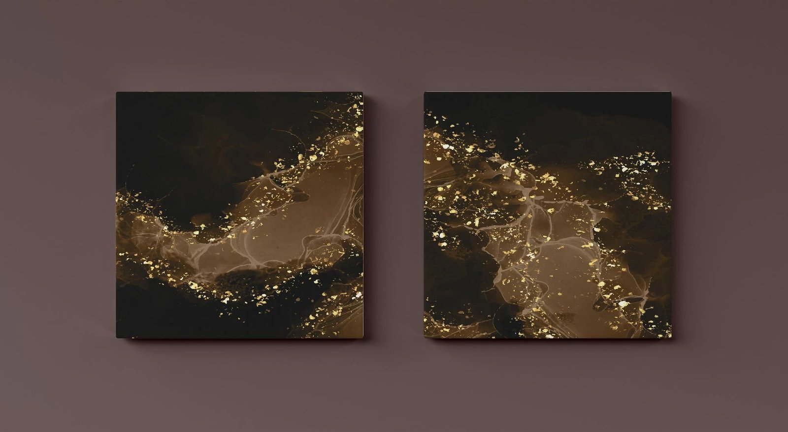 Pikturë dekorative në kanavacë (2 copë), Wallity, ASR2-CNV25-17, 40x40 cm, ngjyrë ari dhe e zezë