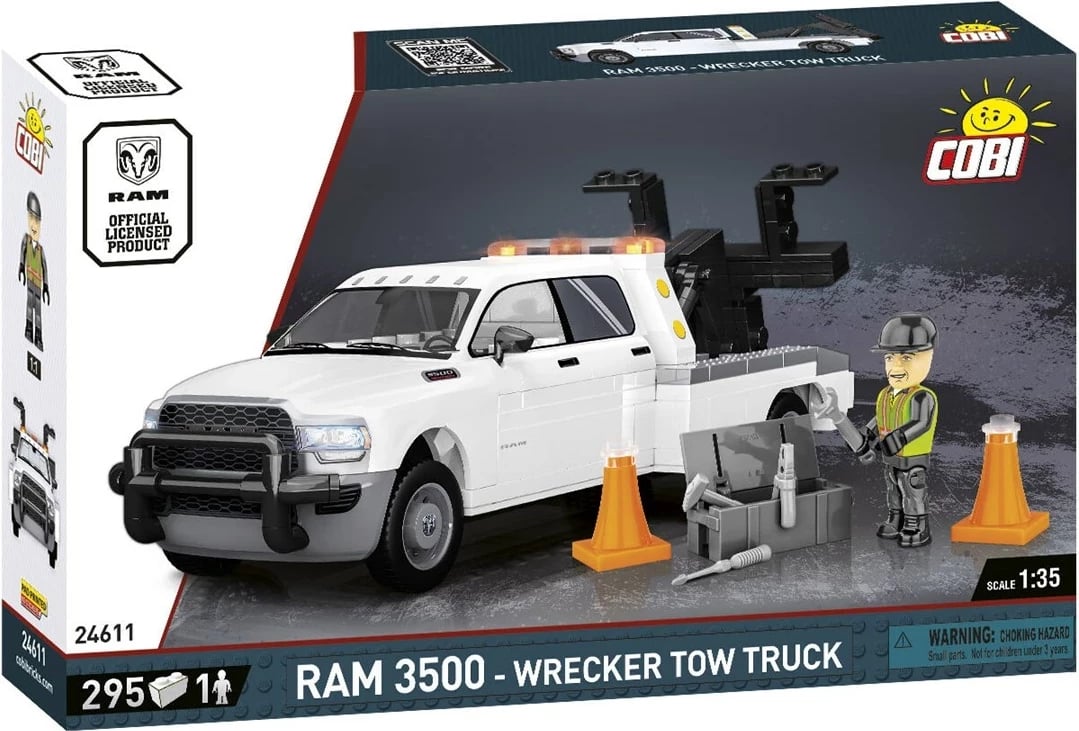 Set lodrash COBI Dodge RAM 3500 Wrecker Tow Truck, 295 pjesë, i bardhë
