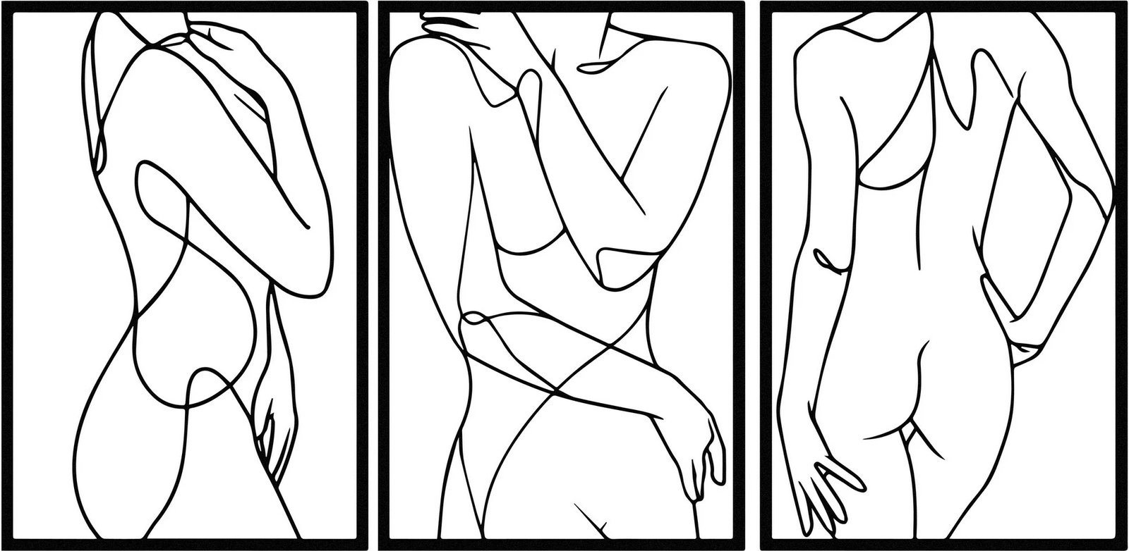 Aksesor dekorativ metalik për mur, Wallity, Sexy Lady 3, ngjyrë e zezë, 103x50cm