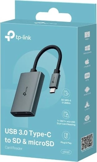 Lexues kartelash TP-Link UA440C, MicroSD, SD, USB 3.2 Gen 1 Type-C, Gri