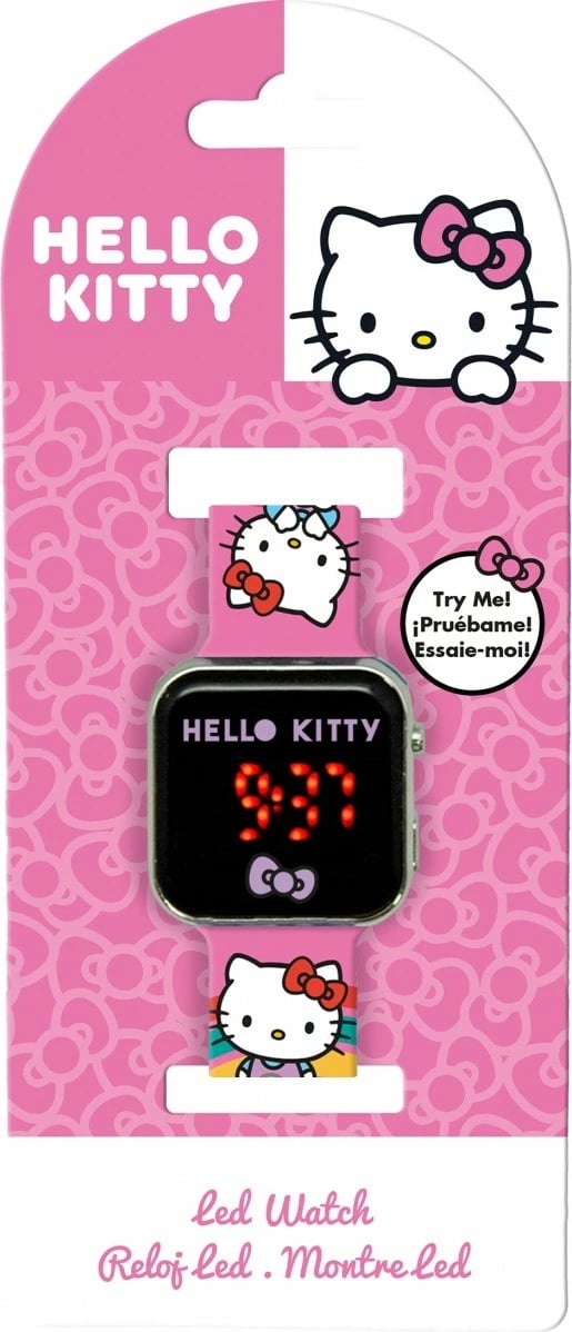 Orë dore LED Kids Euroswan Hello Kitty HK50201, shumëngjyrëshe, për vajza