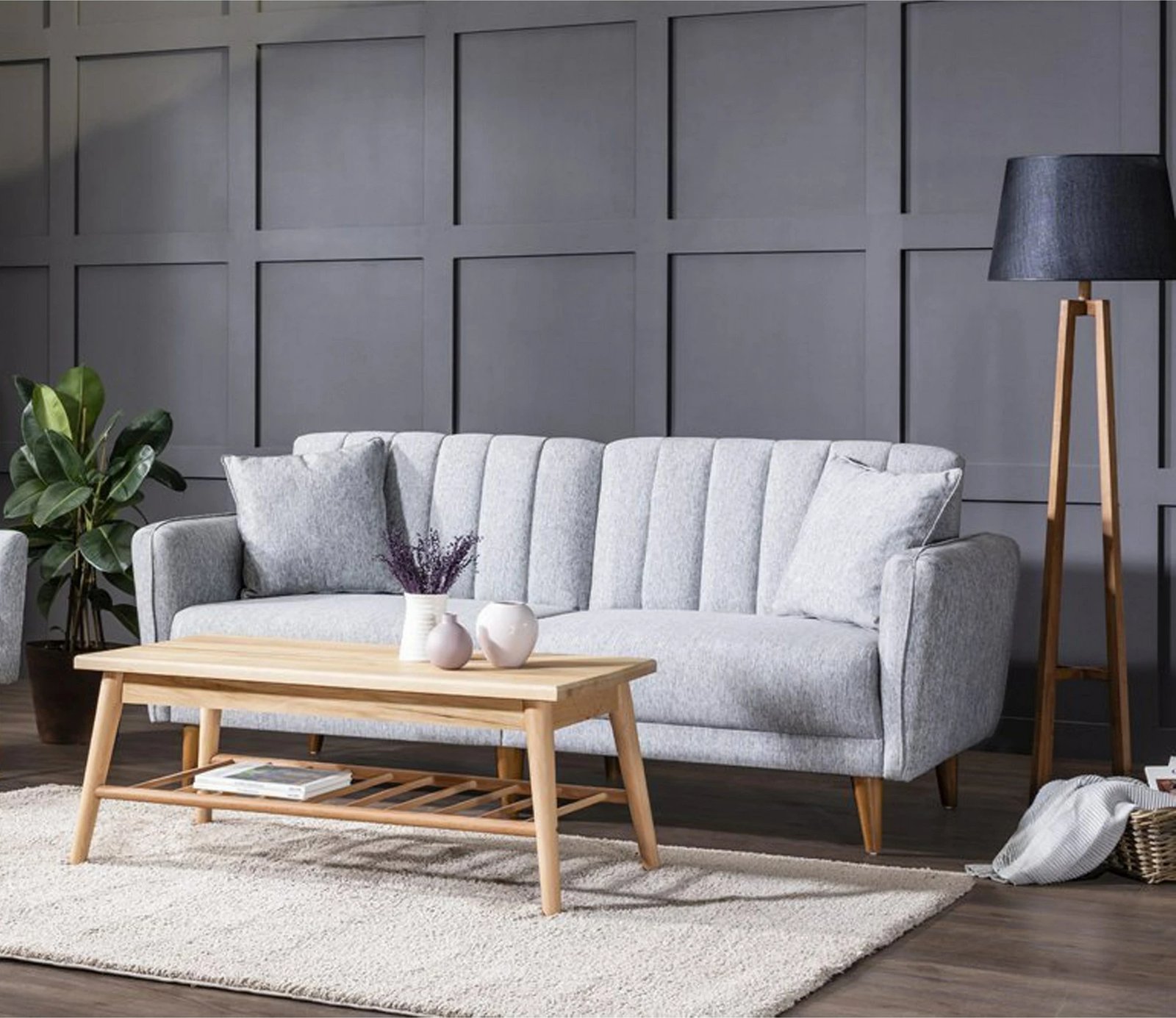 Divan-krevat treshe, ngjyrë gri, Atelier del Sofa