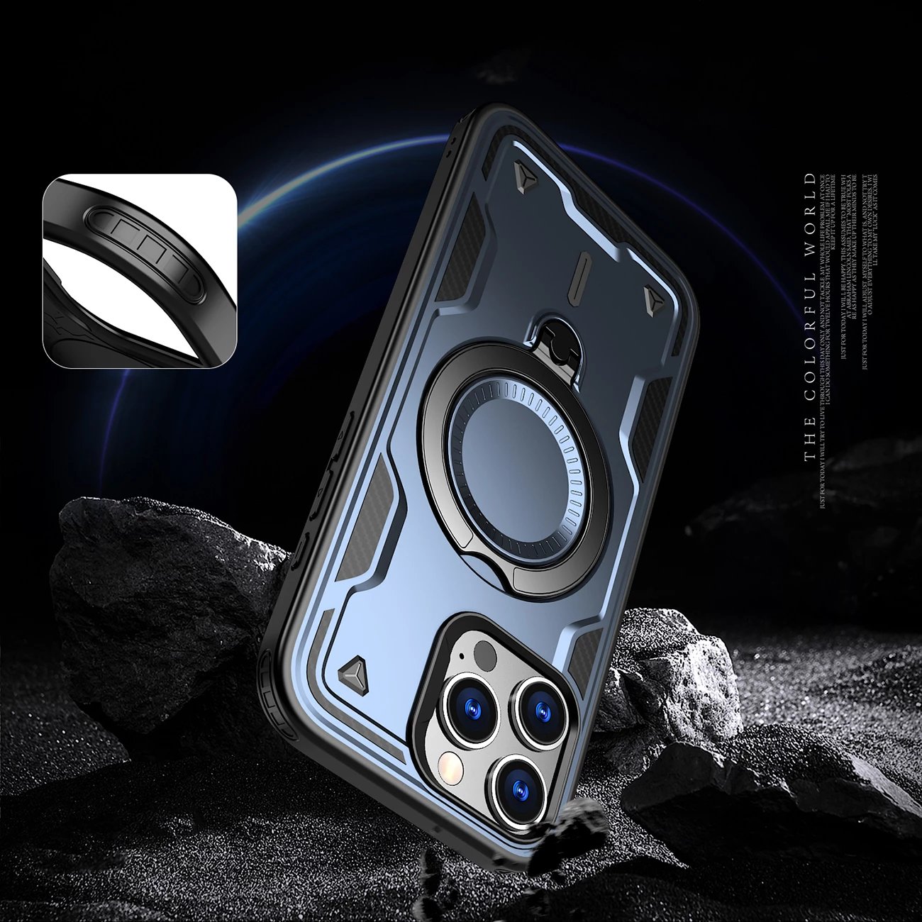 Mbështjellës Hurtel Hybrid Armor Trendy me MagSafe për iPhone 16 Pro Max, Blu