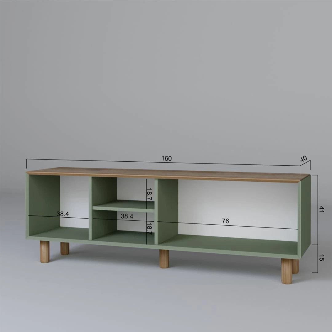 Komodë TV Skye Decor, stil bohemian, ngjyrë e gjelbër, 1600-84